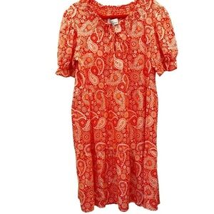 Margaux Riviera Women’s Red Orange Midi Dress Size XL